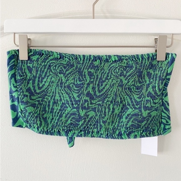 TOPSHOP Zebra Blue & Green Shirred Bandeau NWT - Picture 5 of 6